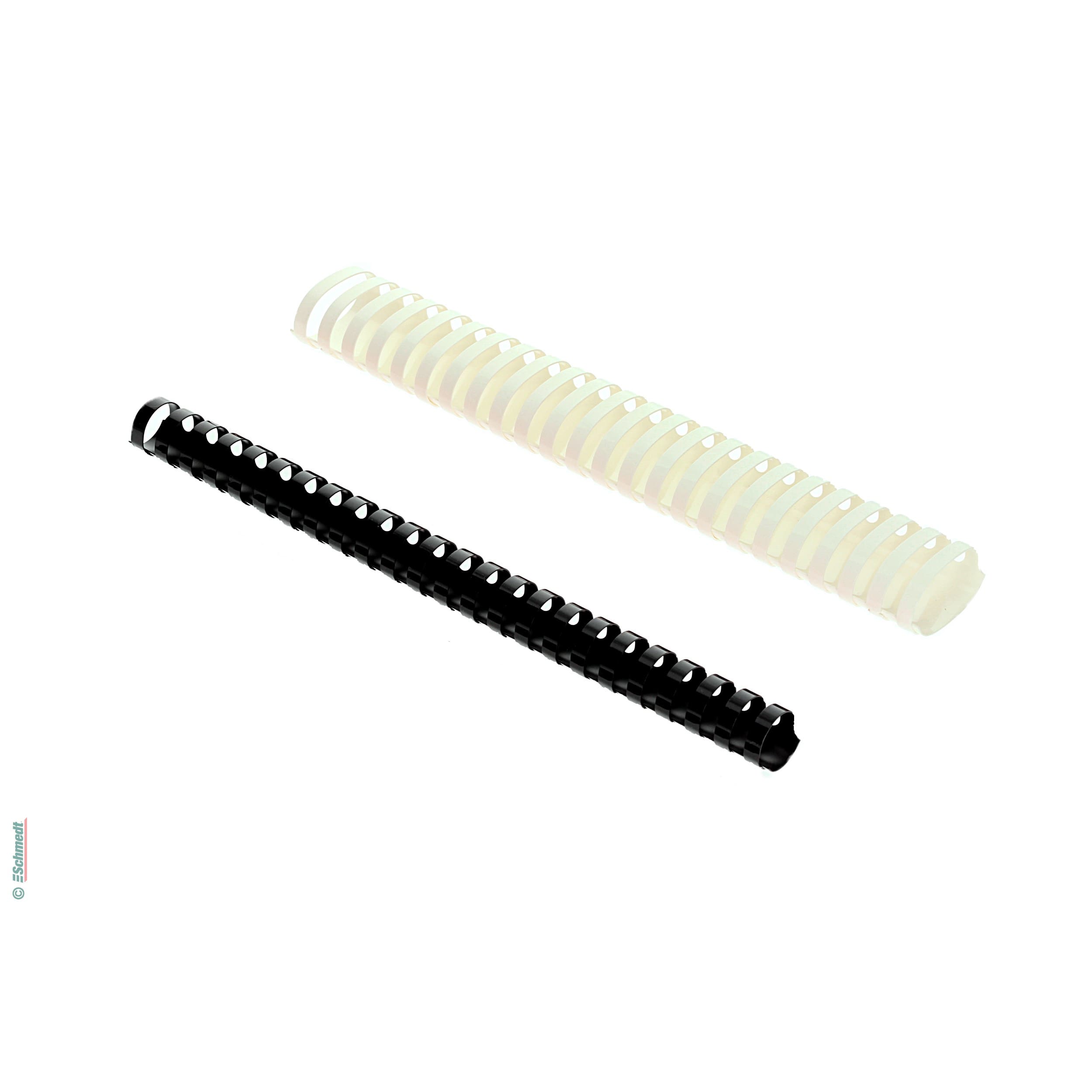 Canutillos de plástico - redondo - Paso US - 21 anillas - para DIN A4 - Aplicación: para el procesamiento en encuadernadoras de canutillos d...