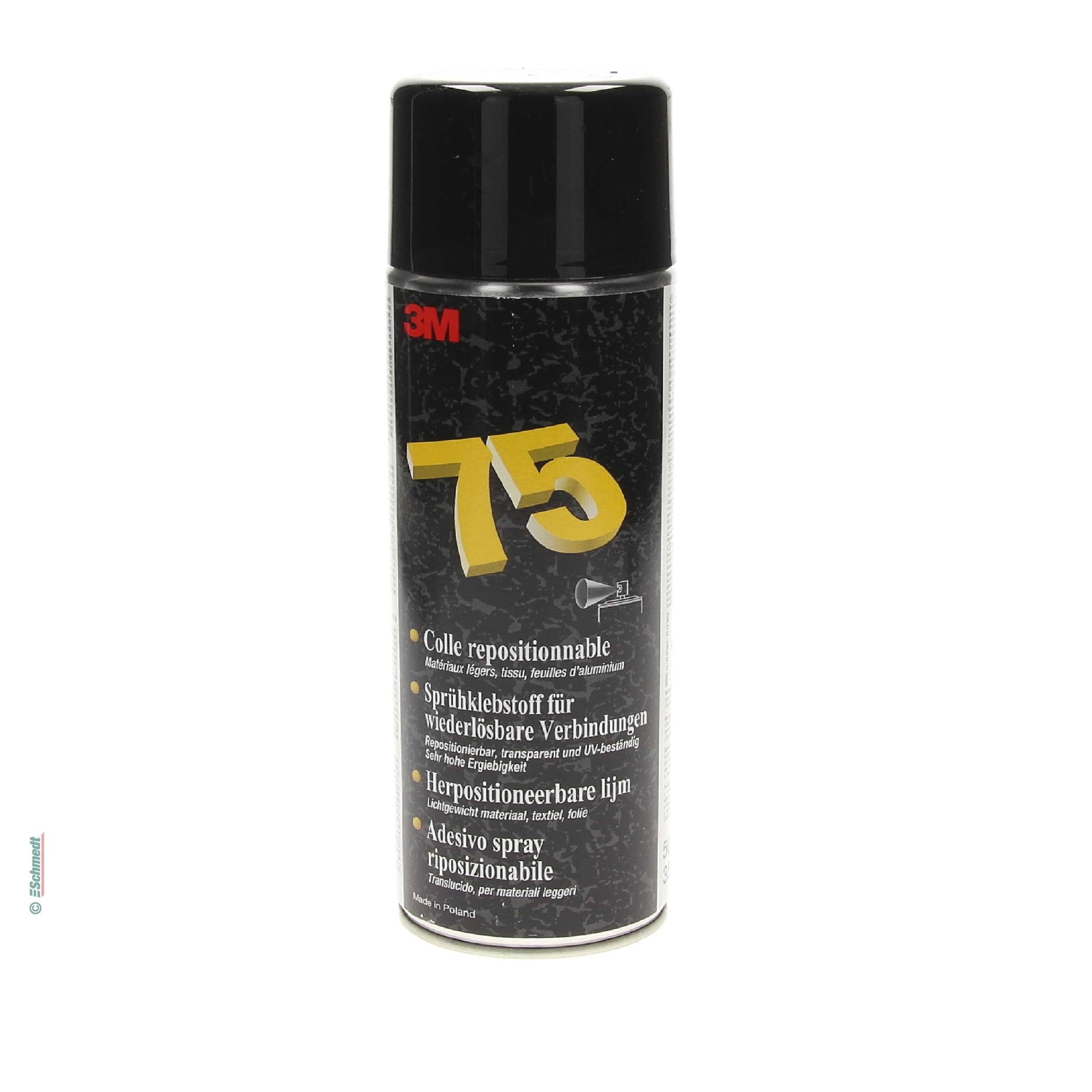 Adhesivo aerosol Tipo Scotch-Weld 75 - se puede despegar y volver a posicionar - para pegar materiales ligeros como papel, cartón, tel, film...