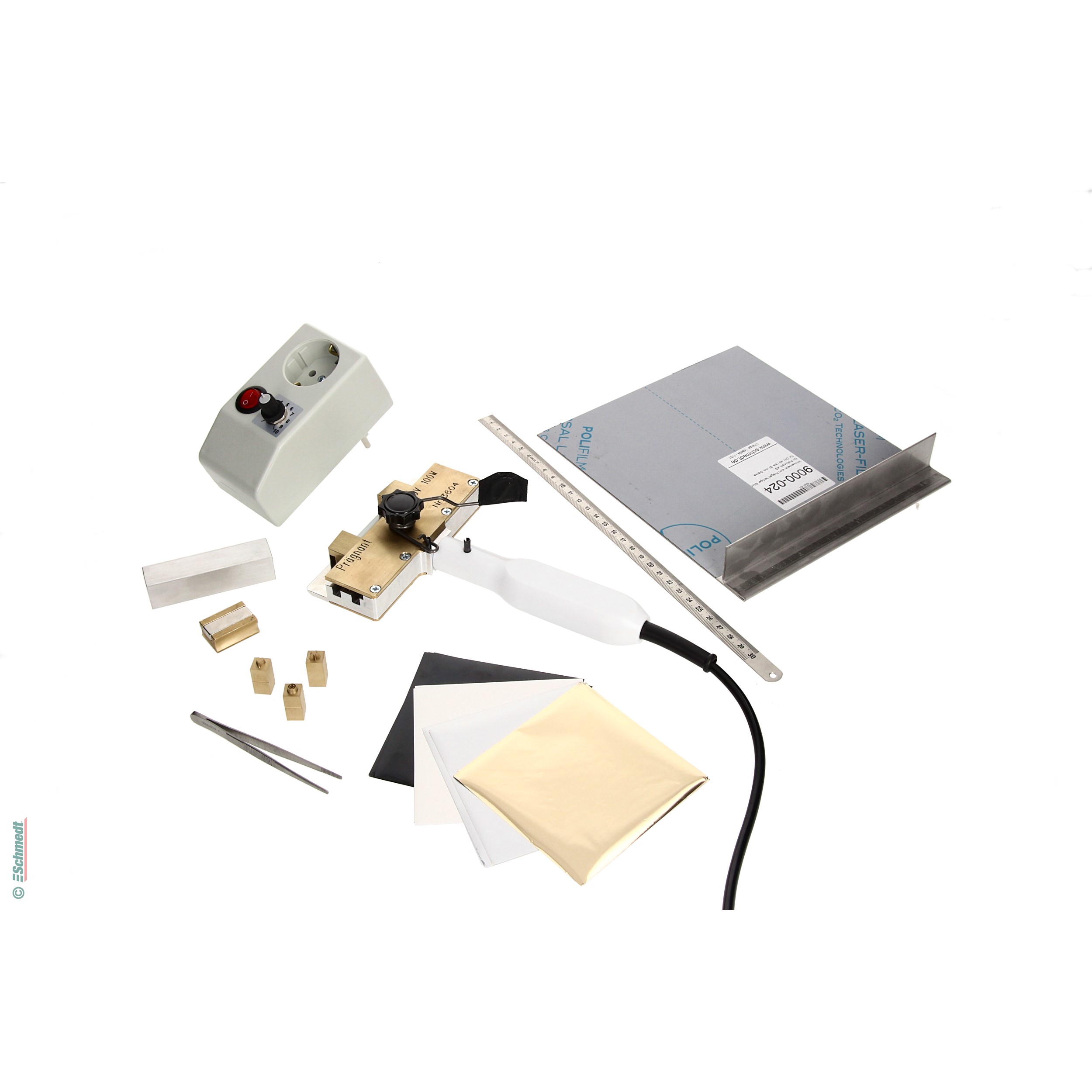PräGnant XS | Prensa para dorar manual - Versión paquete total para 230 V - Aplicaciones: para dorar tapas de libros de tela, cuero y papel,... - imagen-1